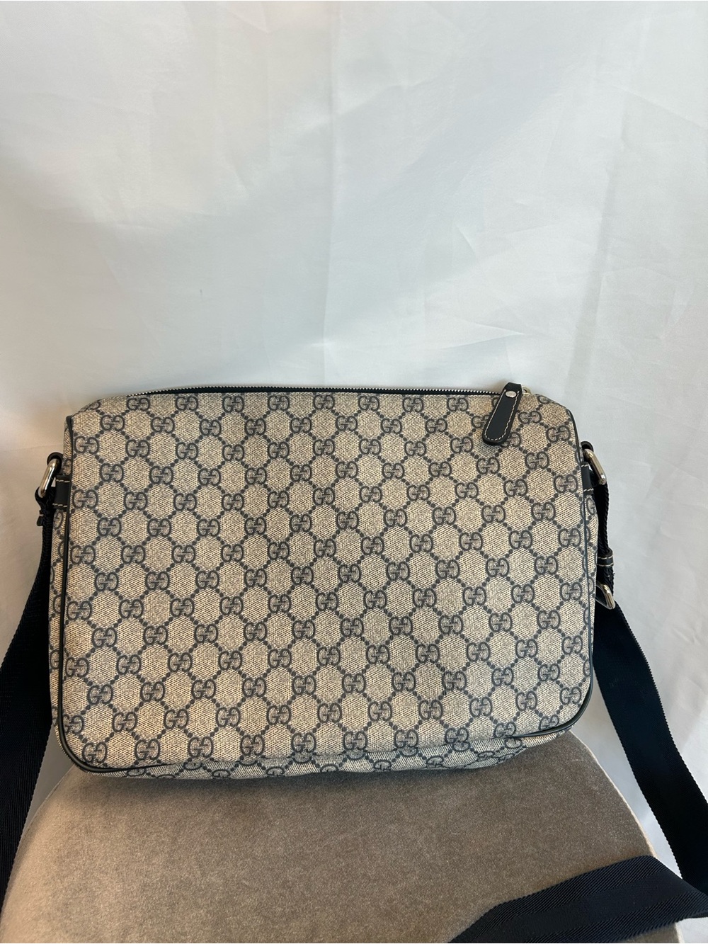 Gucci Vintage Monogram GG Supreme Messenger Bag beige blue coated canvas unisex - Picture 5 of 17